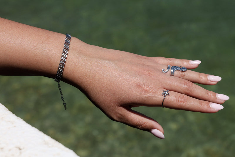 MOWA silver bracelet and rings